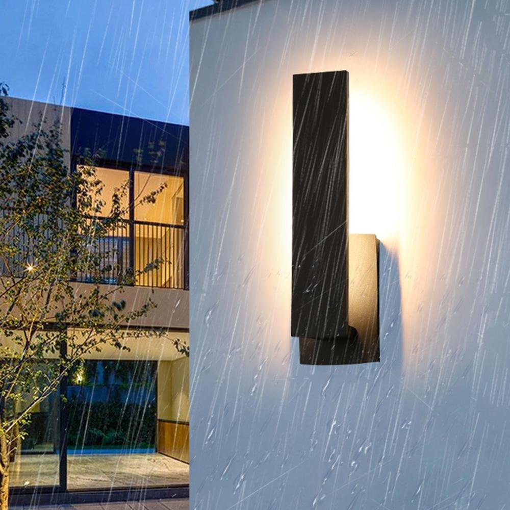 Outdoor LED-Wandleuchte Aluminium 43 cm wasserdicht schwarz Außenleuchte warmweiß für Hauseingang Terrasse Fassadenbeleuchtung | Thomler