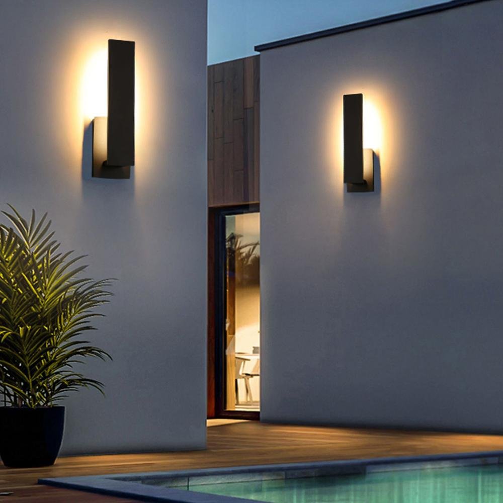 Outdoor LED-Wandleuchte Aluminium 43 cm wasserdicht schwarz Außenleuchte warmweiß für Hauseingang Terrasse Fassadenbeleuchtung | Thomler