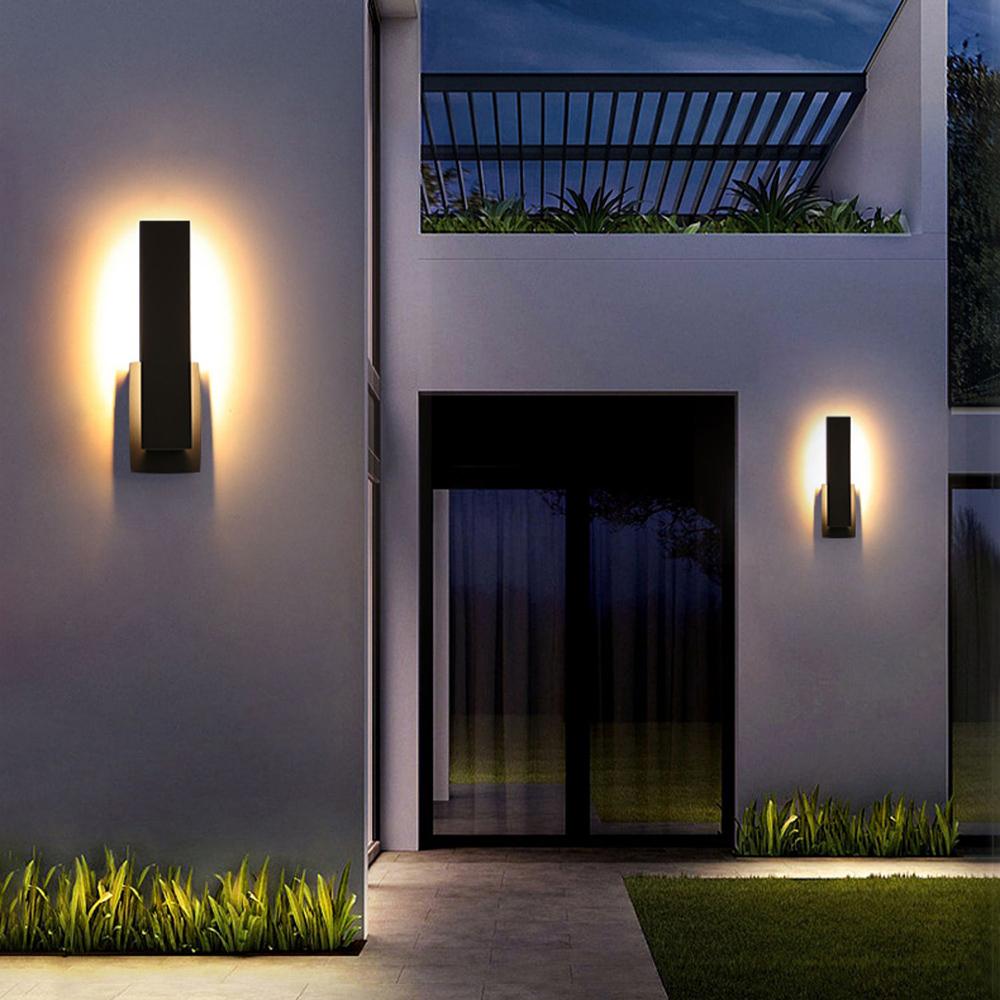 Outdoor LED-Wandleuchte Aluminium 43 cm wasserdicht schwarz Außenleuchte warmweiß für Hauseingang Terrasse Fassadenbeleuchtung | Thomler
