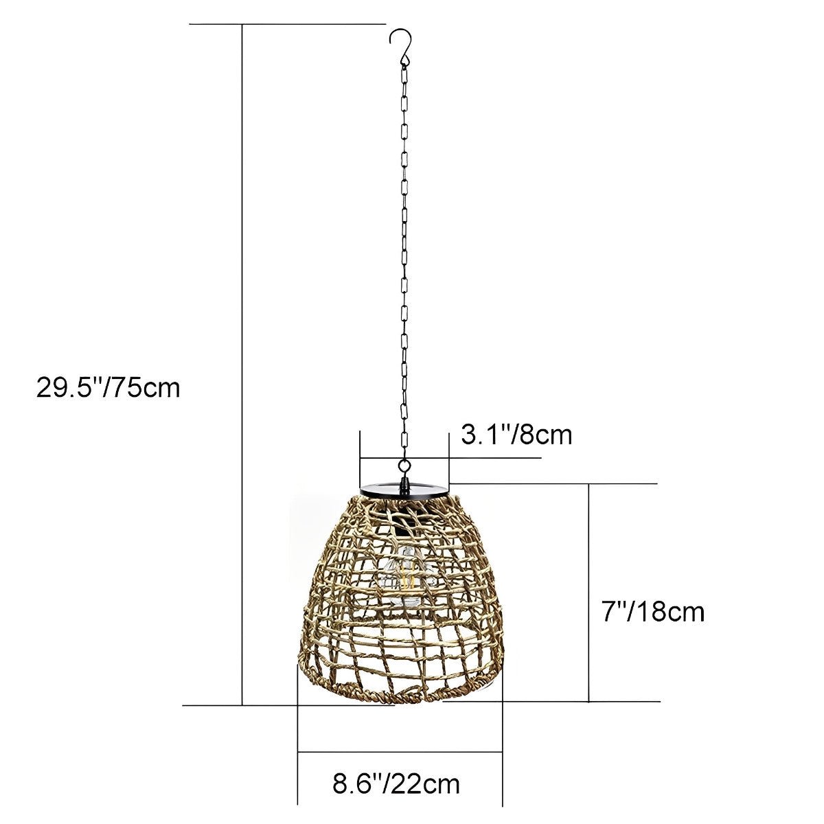 Solar Hanging Lantern for Patio Black Woven Weather-Resistant 9x7in Deck Fixture Cordless Eco LED Warm Glow Courtyard Walkway Outdoor Dining | Thomler