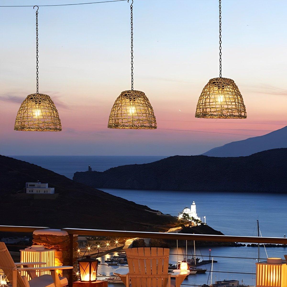 Solar Hanging Lantern for Patio Black Woven Weather-Resistant 9x7in Deck Fixture Cordless Eco LED Warm Glow Courtyard Walkway Outdoor Dining | Thomler