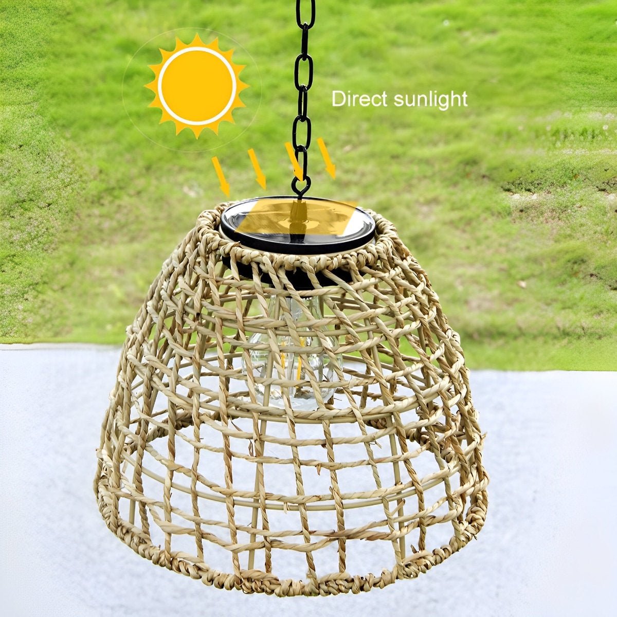 Solar Hanging Lantern for Patio Black Woven Weather-Resistant 9x7in Deck Fixture Cordless Eco LED Warm Glow Courtyard Walkway Outdoor Dining | Thomler