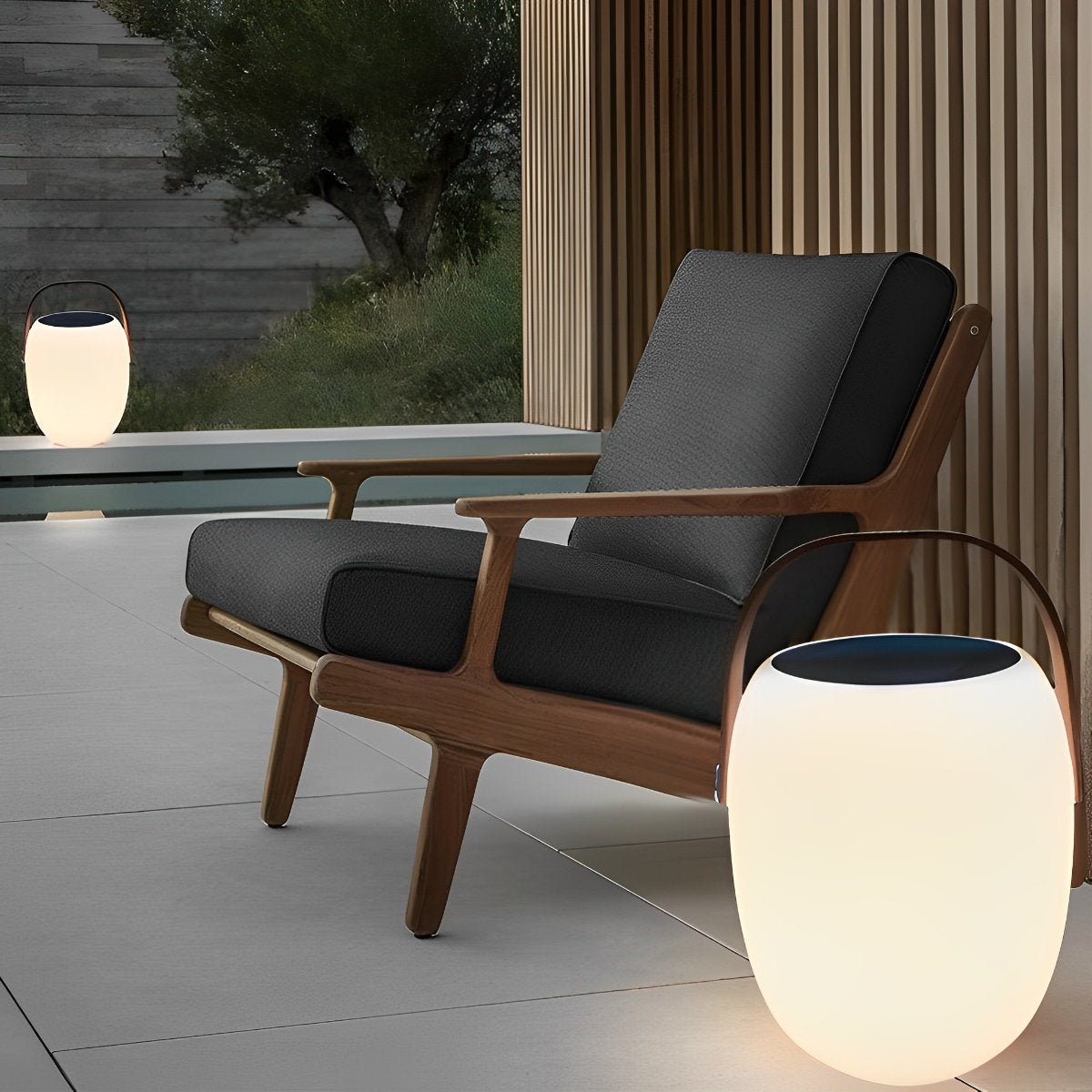Rechargeable LED Globe Lantern for Deck & Patio with Touch Dimming – 7 in White Sphere Design, Solar + USB Power, Waterproof for Outdoor Din | Thomler