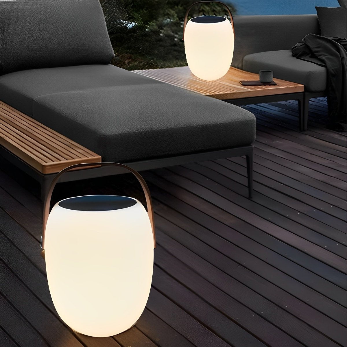 Rechargeable LED Globe Lantern for Deck & Patio with Touch Dimming – 7 in White Sphere Design, Solar + USB Power, Waterproof for Outdoor Din | Thomler