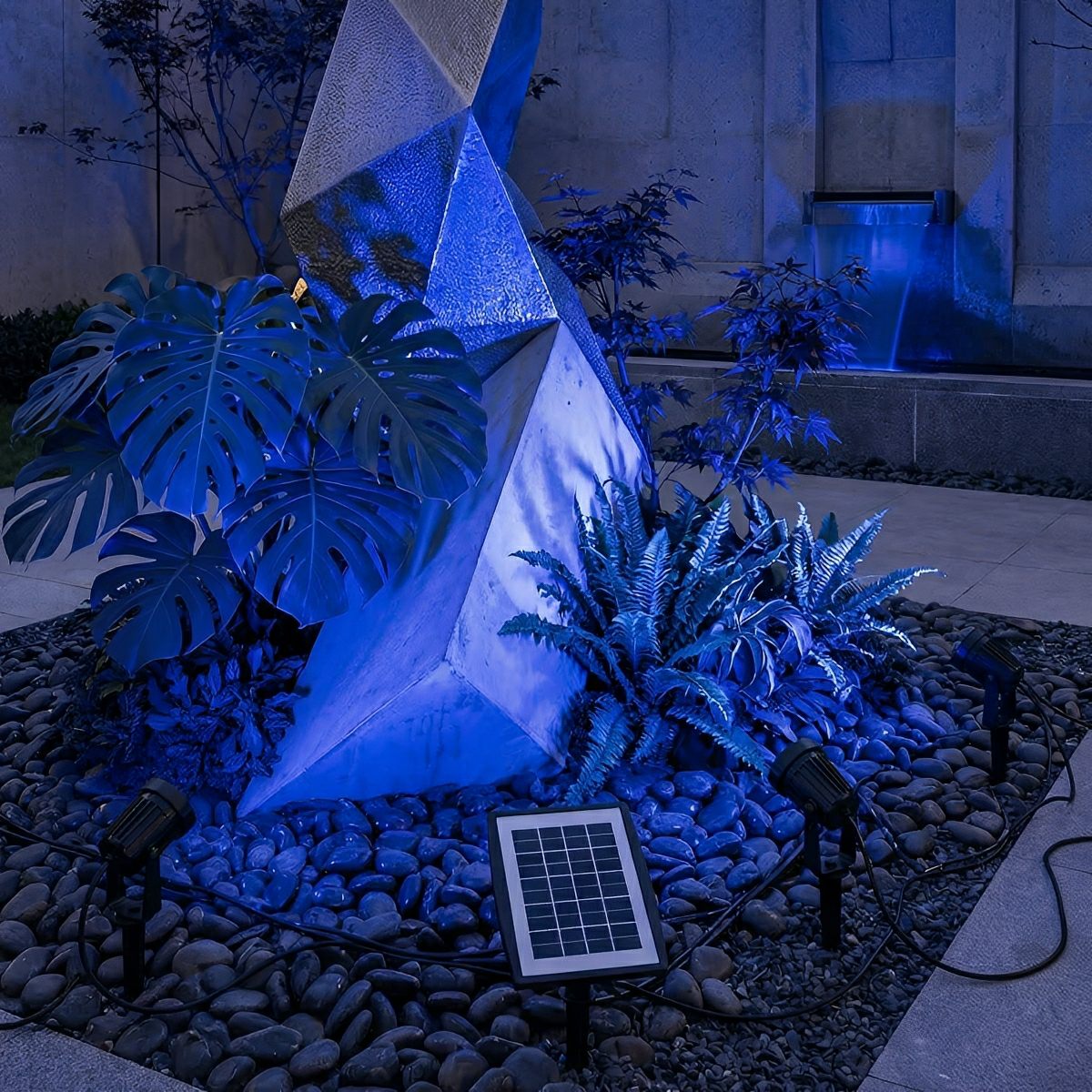 Solar-aangedreven buiten-spotlightset 8 ft kabel ABS-behuizing verstelbare landschapsaccentverlichting voor tuinpad- en boomverlichting | Thomler