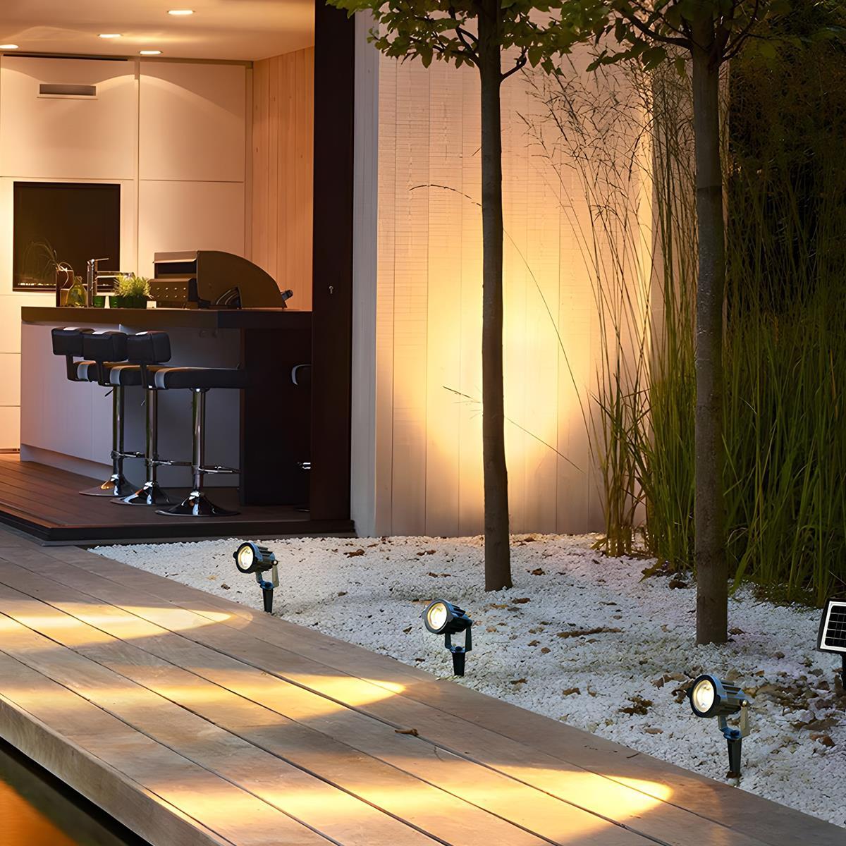 Solar-Powered Outdoor Spotlight Kit 8 ft Cable ABS Housing Adjustable Landscape Accent Light for Yard Pathway Tree Illumination | Thomler
