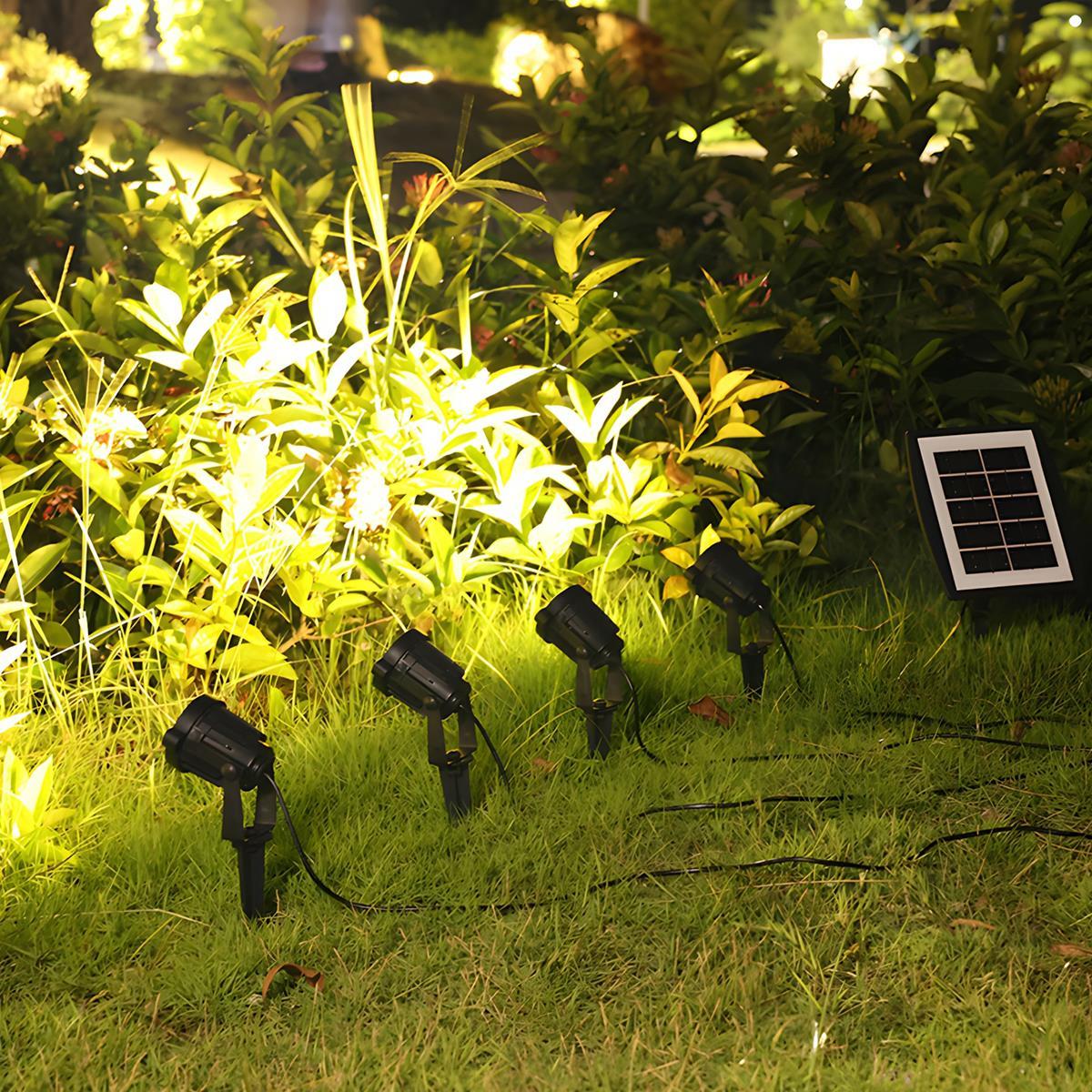 Solar-aangedreven buiten-spotlightset 8 ft kabel ABS-behuizing verstelbare landschapsaccentverlichting voor tuinpad- en boomverlichting | Thomler