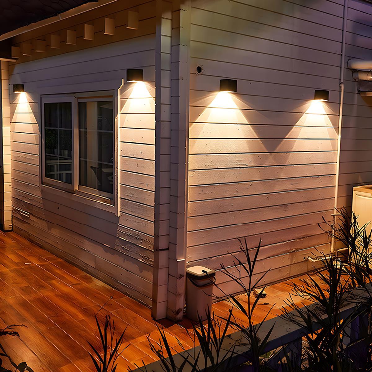 Außenwandleuchte 12W Aluminium Würfel-Design Schwarz Weiß Up Down Licht für Terrasse Eingang Garten Wasserdicht IP65 | Thomler