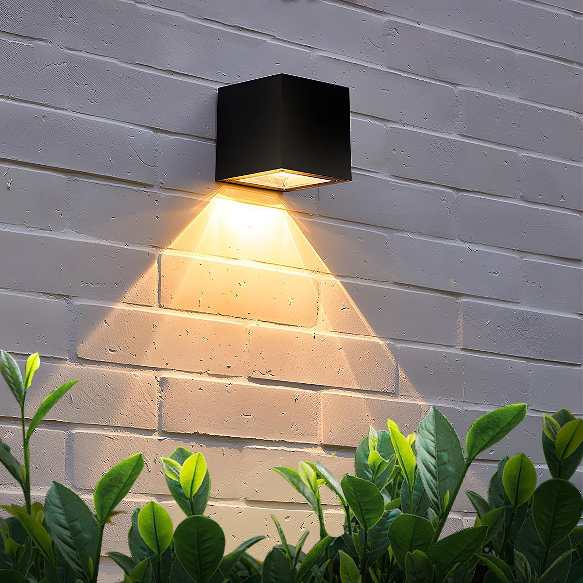 Außenwandleuchte 12W Aluminium Würfel-Design Schwarz Weiß Up Down Licht für Terrasse Eingang Garten Wasserdicht IP65 | Thomler