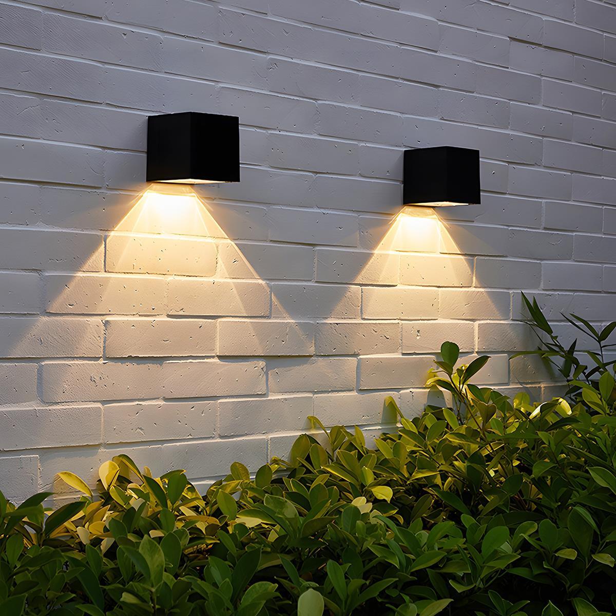 Außenwandleuchte 12W Aluminium Würfel-Design Schwarz Weiß Up Down Licht für Terrasse Eingang Garten Wasserdicht IP65 | Thomler