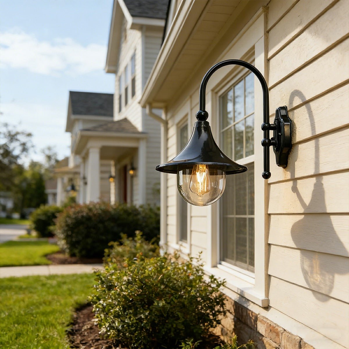 Exterior Wall Sconce LED Light for Front Door Porch Patio Garden Entryway Weatherproof Aluminum 17 in Curved Lantern Fixture 3000K Warm Glow | Thomler