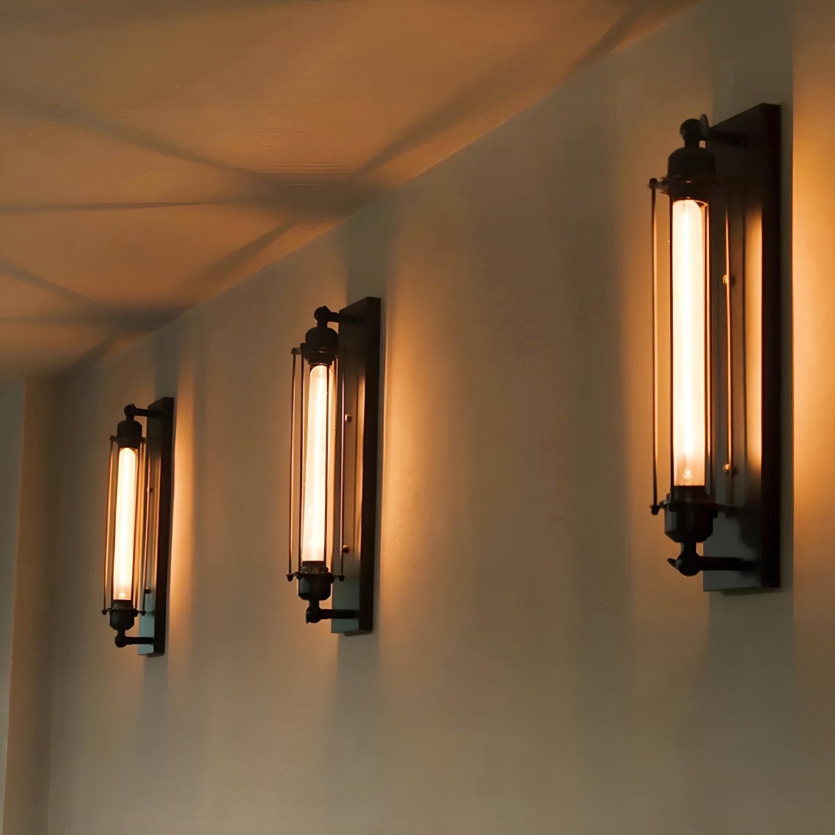 Iron & Glass LED Fixture Vintage Industrial Hardwired Sconce Warm White Light for Hallways Bedrooms Kitchens Bathrooms & Living Spaces | Thomler