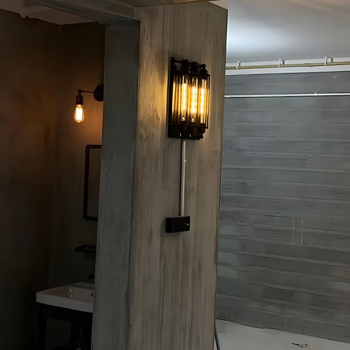 Iron & Glass LED Fixture Vintage Industrial Hardwired Sconce Warm White Light for Hallways Bedrooms Kitchens Bathrooms & Living Spaces | Thomler