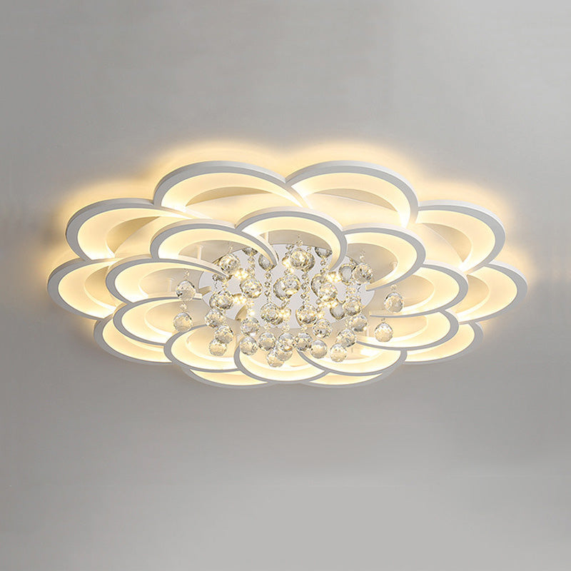 Dimmable LED Flush Mount Light with Crystal Accents 21-Inch Round for Bedroom Living Room Dining Room Contemporary Home Lighting Fixture | Thomler