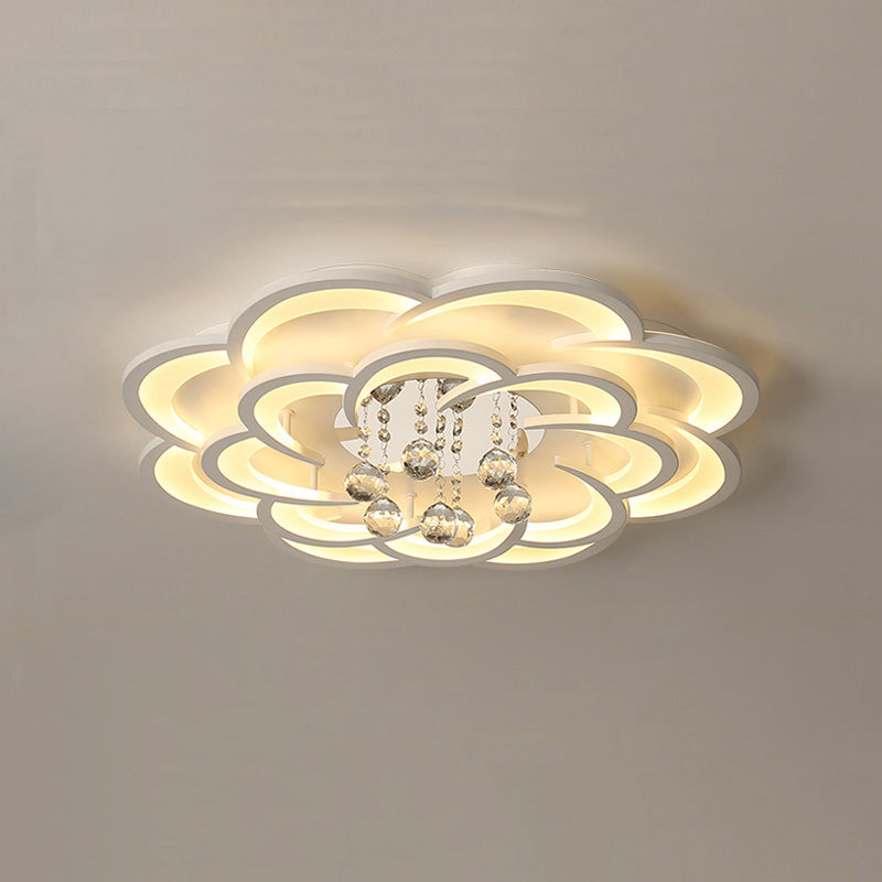 Dimmable LED Flush Mount Light with Crystal Accents 21-Inch Round for Bedroom Living Room Dining Room Contemporary Home Lighting Fixture | Thomler