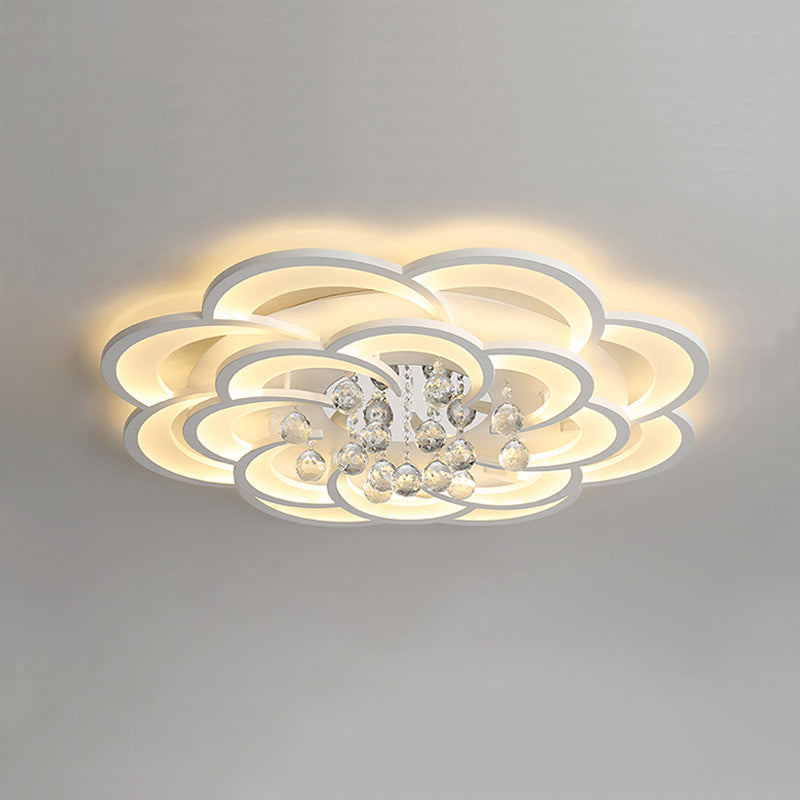 Dimmable LED Flush Mount Light with Crystal Accents 21-Inch Round for Bedroom Living Room Dining Room Contemporary Home Lighting Fixture | Thomler