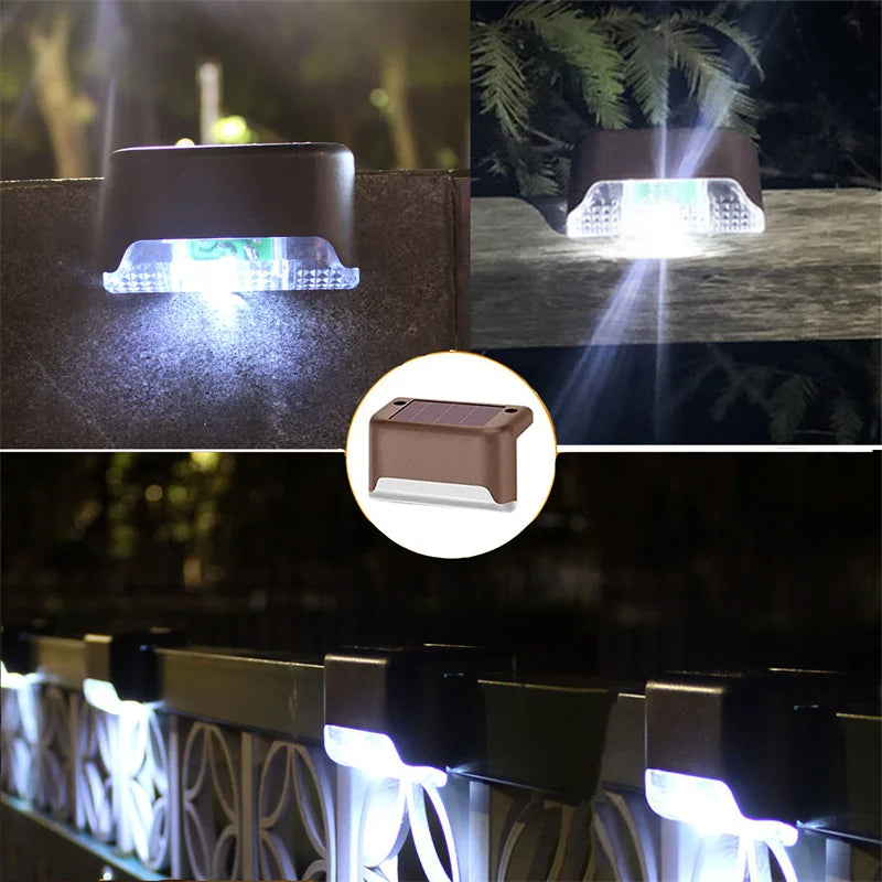 Solar terrasverlichting voor buiten, waterdichte led-trapverlichting voor terras, trap, schutting, pad en tuin, draadloze wandmontage, warm licht, 5-pack