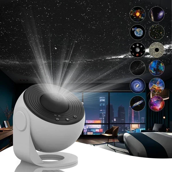 Weltraum-Projektor Nachtlicht mit 13 austauschbaren Discs, Galaxie, Sterne, Planeten für Schlafzimmerdecke, Wände, Kinderzimmer-Deko, USB-betrieben