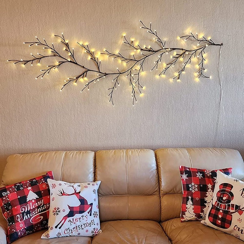 Rama de luz LED flexible de 8 pies, enredadera decorativa con control remoto, temporizador y ramas de alambre de cobre ajustables para decoración del hogar, repisa, sala de estar, dormitorio, interior | Thomler