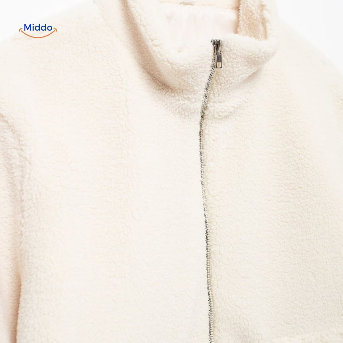 Faux Shearling Jacket with Stand Collar for Women – Plush Sherpa Winter Coat