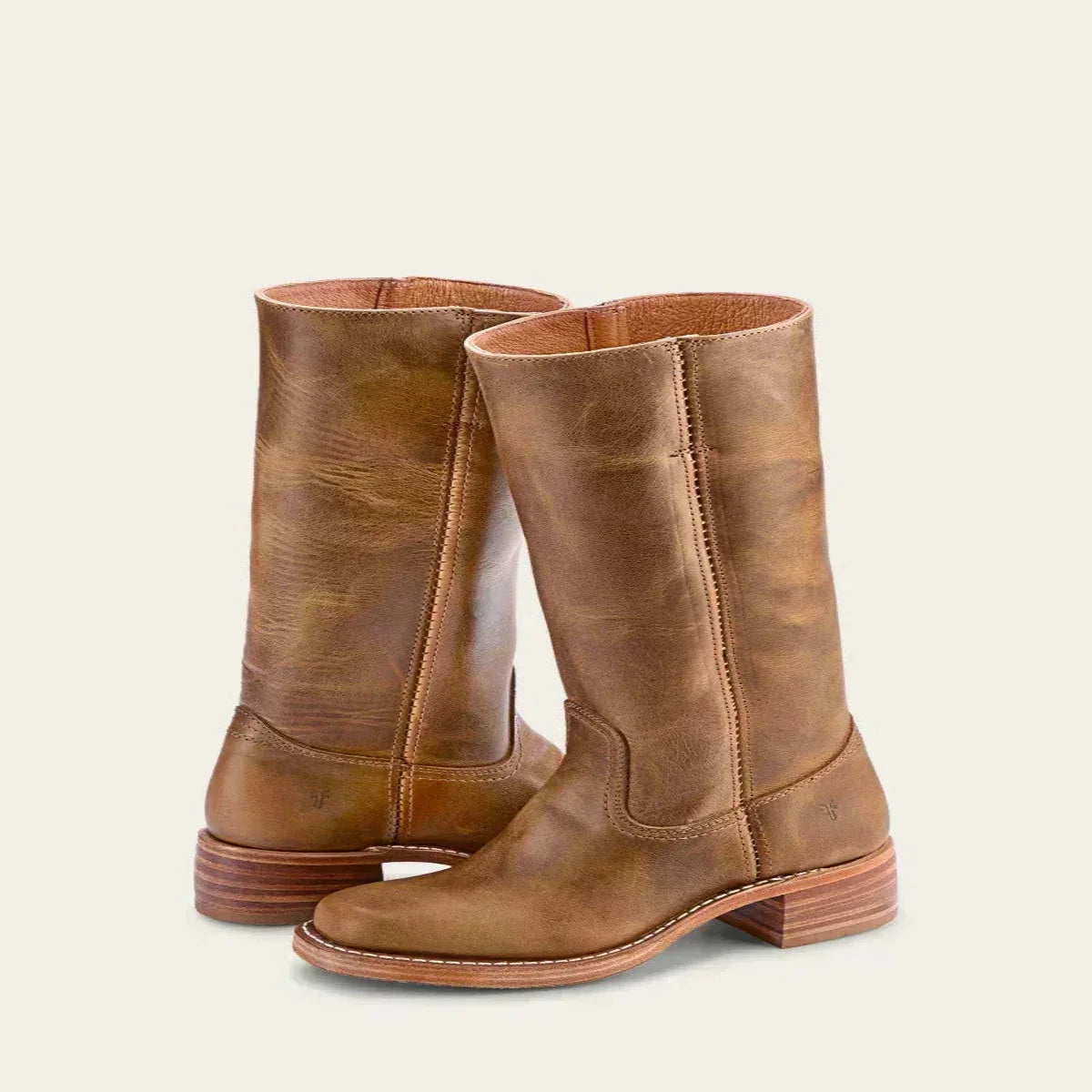 Mid Calf Block Heel Boots with Side Zip and Structured Upper, Closed Toe