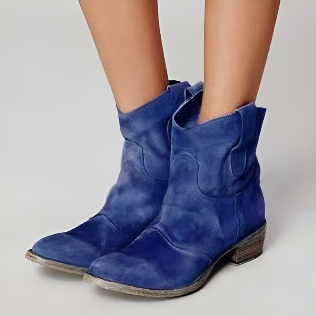 Damen-Westernstiefeletten mit abgerundeter Zehenpartie und niedrigem Blockabsatz