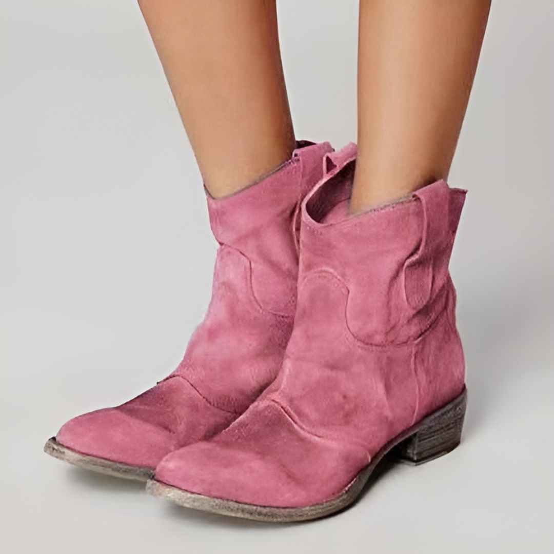 Damen-Westernstiefeletten mit abgerundeter Zehenpartie und niedrigem Blockabsatz