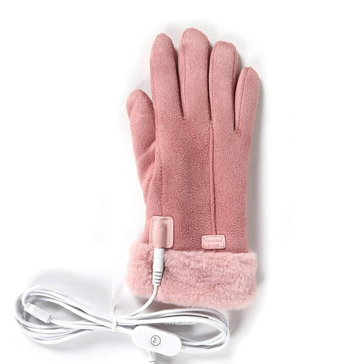 Women's Heated Gloves USB Electric With Faux Fur Cuffs And Thick Fleece Lining For Cold Weather