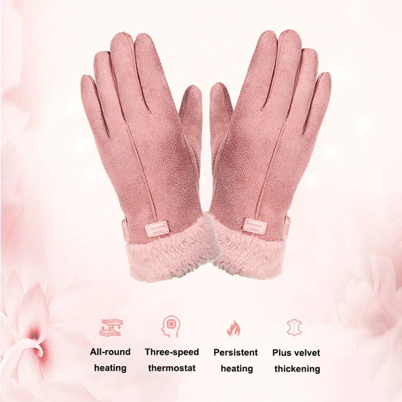 Battery-Powered Touchscreen Winter Gloves with Adjustable Heat Settings for Women