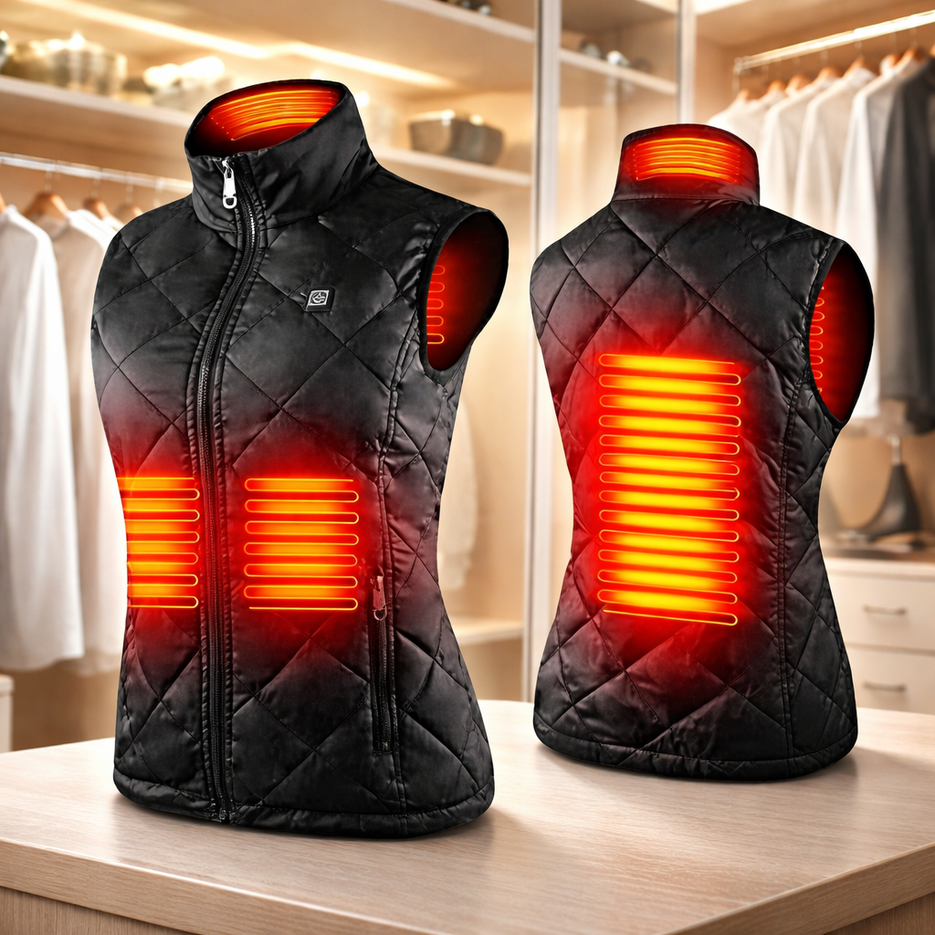 Battery-Powered Quilted Heating Vest for Women with Stand Collar – Lightweight Electric Body Warmer