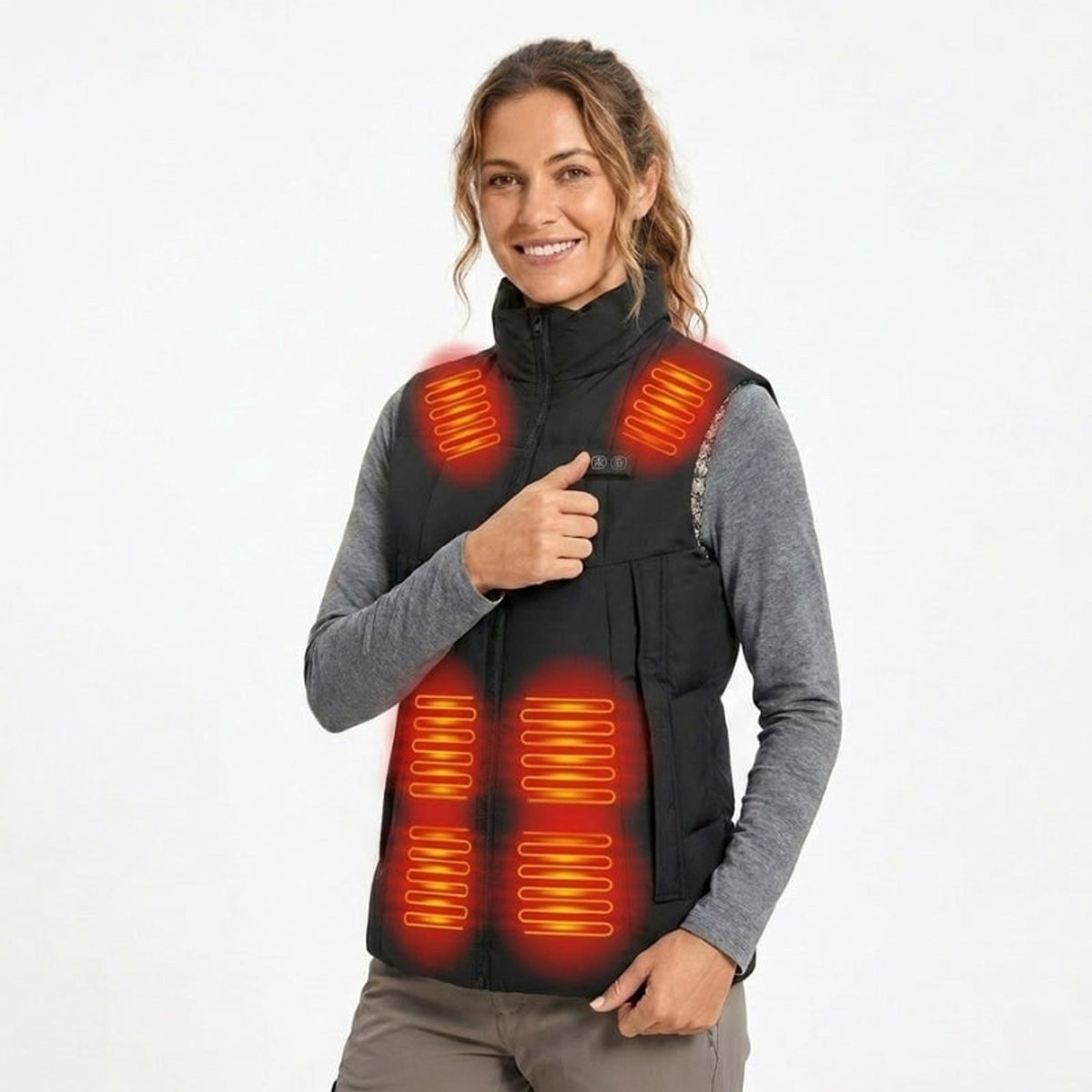 Women's Heated Vest USB Rechargeable Battery Powered Puffer Stand Collar With Heat-Reflective Lining