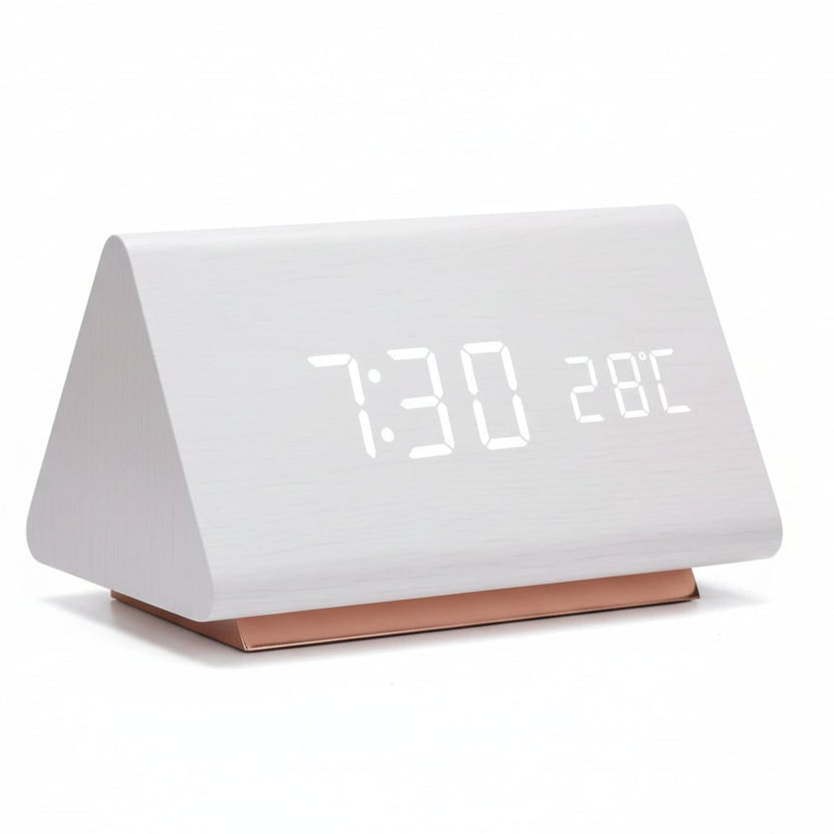 Reloj digital de madera retro con alarma y visualización de fecha