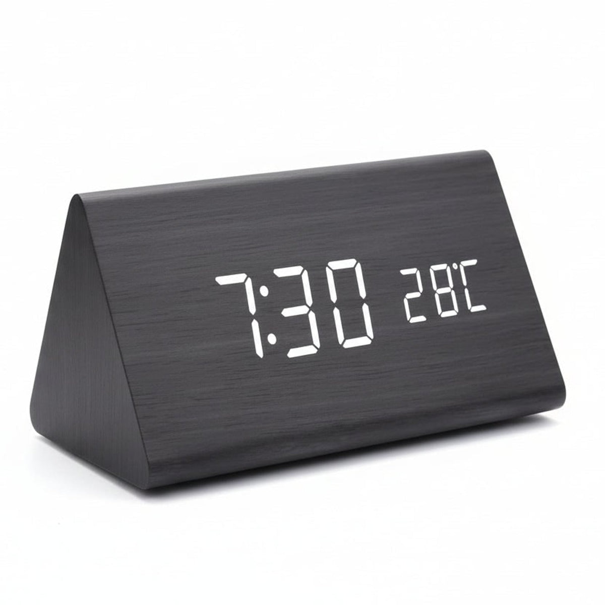 Reloj digital de madera retro con alarma y visualización de fecha
