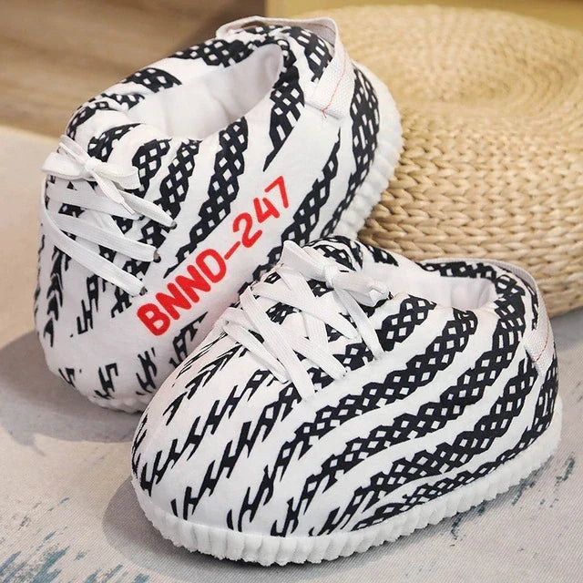 Plush Sneaker Slippers with Non-Slip Sole – Warm Indoor Footwear for Men, Women & Kids
